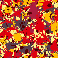 Yellow, red, grey, burgundy camouflage seamless pattern