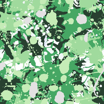 Green, grey, white camouflage seamless pattern