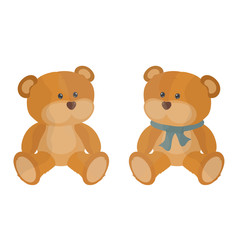 Obraz na płótnie Canvas Vector cute teddy bear children's toy. A nice fun brown animal toy for babies kindergarten. Objects of education and development of children. Flat isolated illustration on white background.
