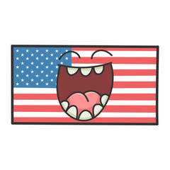 Laughing american flag cartoon illustration