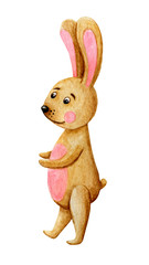 spring, easter, beige rabbit in watercolor