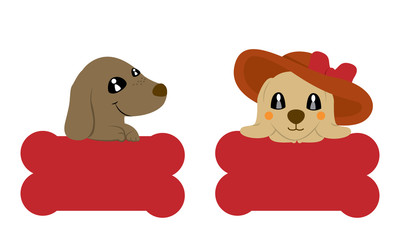 cute Dachshund Dogs cartoon vector set 