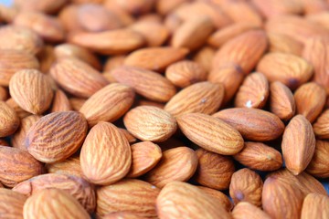Almonds background. Almond Food or ingredient concept with copy space