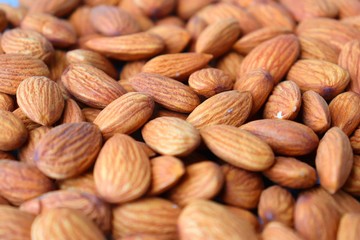 Almonds background. Almond Food or ingredient concept with copy space