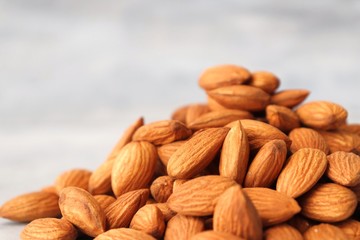 Almonds background. Almond Food or ingredient concept with copy space