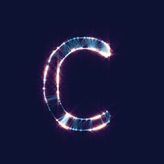 Molecule alphabet isolated on dark background. DNA font.