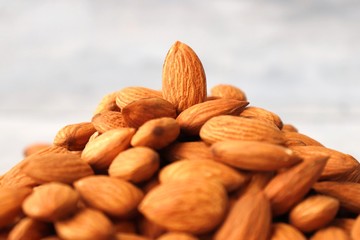 Almonds background. Almond Food or ingredient concept with copy space