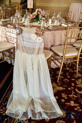 wedding or birthday  reception table in a restaurant