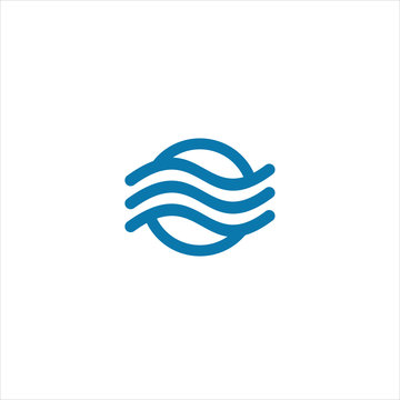 wave logo design circle blue