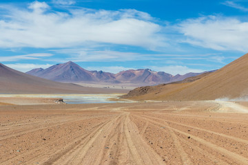 Tracks on the altiplano in Bolivia