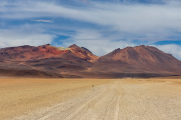 Fototapeta na wymiar Tracks on the altiplano in Bolivia