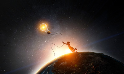 She got bright idea. Mixed media