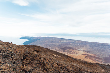 Fantastic view of the Spanish volcano Teide. Rocky volcanic view similar to the landscape of another planet - Mars