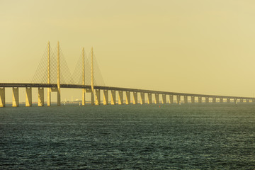 Fototapeta na wymiar Oresund bridge between Denmark and Sweden.