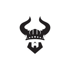 Viking head helmet logo design vector template
