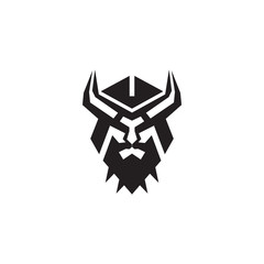 Viking head helmet logo design vector template