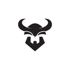 Viking head helmet logo design vector template