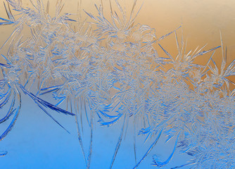 Natural pattern on glass at dawn of the sun.