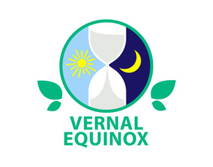 Vernal equinox. Day of spring equinox. Day and Night background. Design concept.