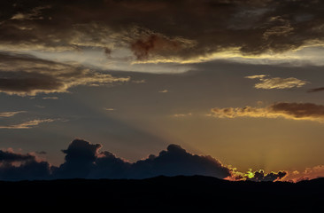 Sunset skies Andaman and nicobar island.Sunset behind mountain.