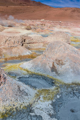Geyser and hot spring on the altiplano in Bolivia