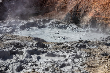 Geyser and hot spring on the altiplano in Bolivia