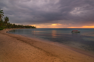 Las Terrenas beach at sunset, Samana peninsula. Dominican Republic