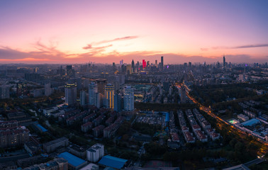 Obraz premium Skyline of Nanjing City at Sunset