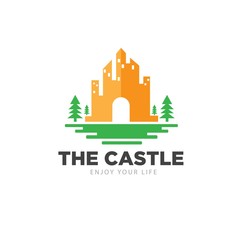 castle and green city logo designs