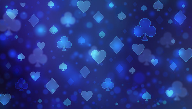 Blue abstract poker casino bokeh pattern.