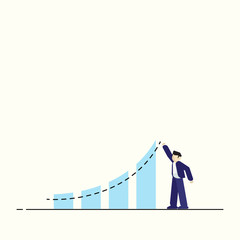 Business man standing pointing at chart and presentation