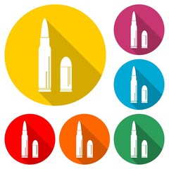 Bullet icon isolated with long shadow
