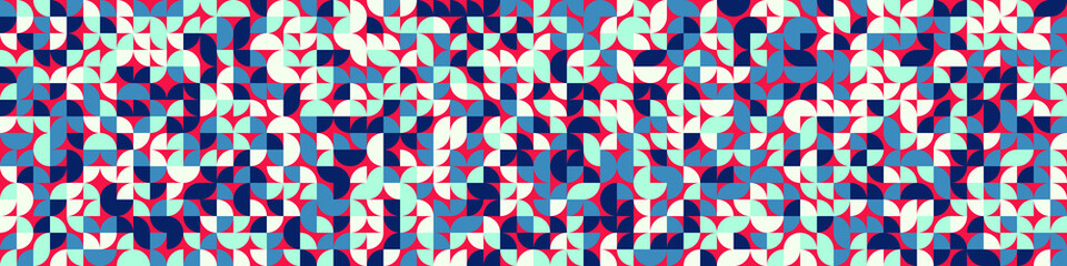 Seamless pattern with random colored quarter circles Generative Art background illustration