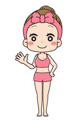 女性の正面イラスト　全身図