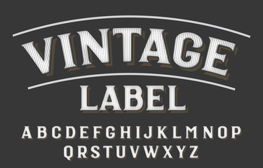 Vintage Label alphabet font. Textured vintage letters. Vector typeface for your typography design.