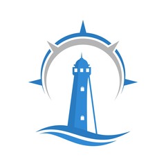 lighthouse logo, icon and illustration