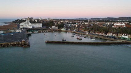 Obraz premium Folkestone Harbour from the air.