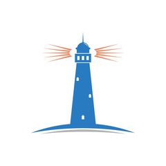 lighthouse and building logo illustration