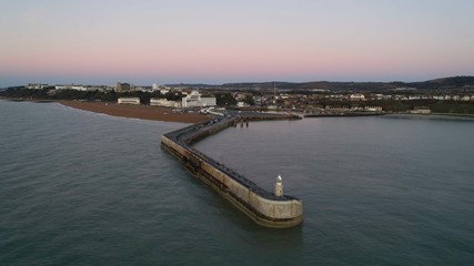 Fototapeta na wymiar Folkestone and the Harbour Arm from the air.