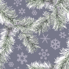 Christmas Seamless Pattern. Watercolor Background.