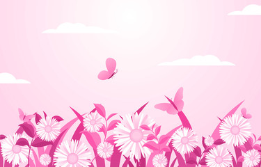 Summer Spring Blooming Flower Nature Pink Garden Park Background