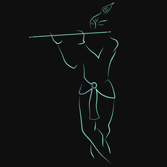 Lord Krishna, Hindu God, Vector Illustration, ESP.