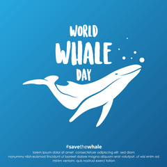 Vector design whale for world whales day sign symbol
