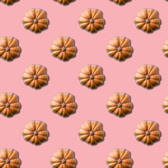 seamless pattern with pumpkin on pale pink color