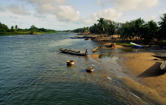 River life at Volta river in southern Ghana