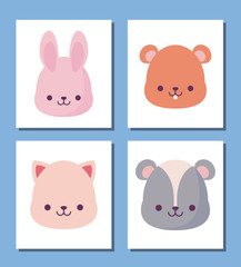 Kawaii animals cartoons vector design