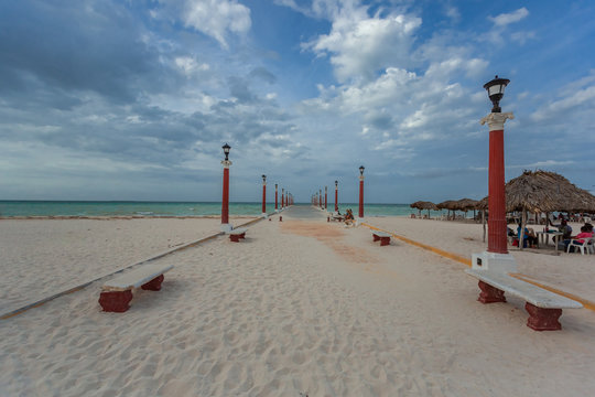 sisal pier covered with snad beach