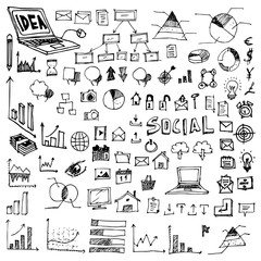 Set of Business Drawing illustration Hand drawn doodle Sketch line vector eps10