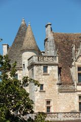 Fototapeta na wymiar Chateau des Milandes, a castle in the Dordogne, from the forties to the sixties of the twentieth century belonged to Josephine Baker. Aquitaine, France