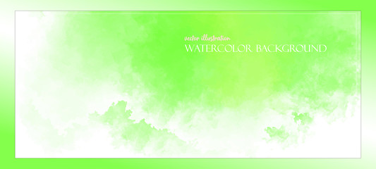 Light green Watercolor banner with free space for your graphics, subtitles. Leamon colors illuminated by the rays of the bright sun. Vector illustration Delicate and subtle, ethereal. Texture.